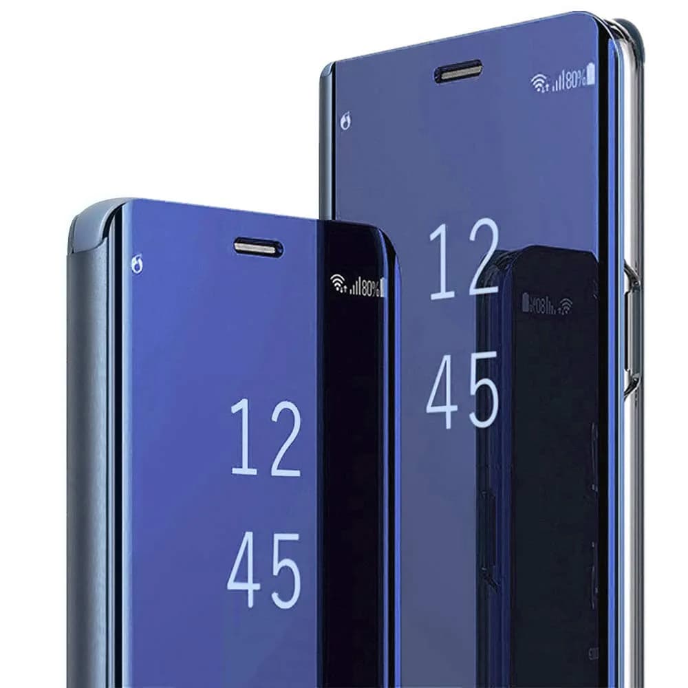 Gxmeuie Clear 5G Cellular Phone Case for Samsung Galaxy S23 Ultra | Flip Cover with Kickstand & Mirror — Blue