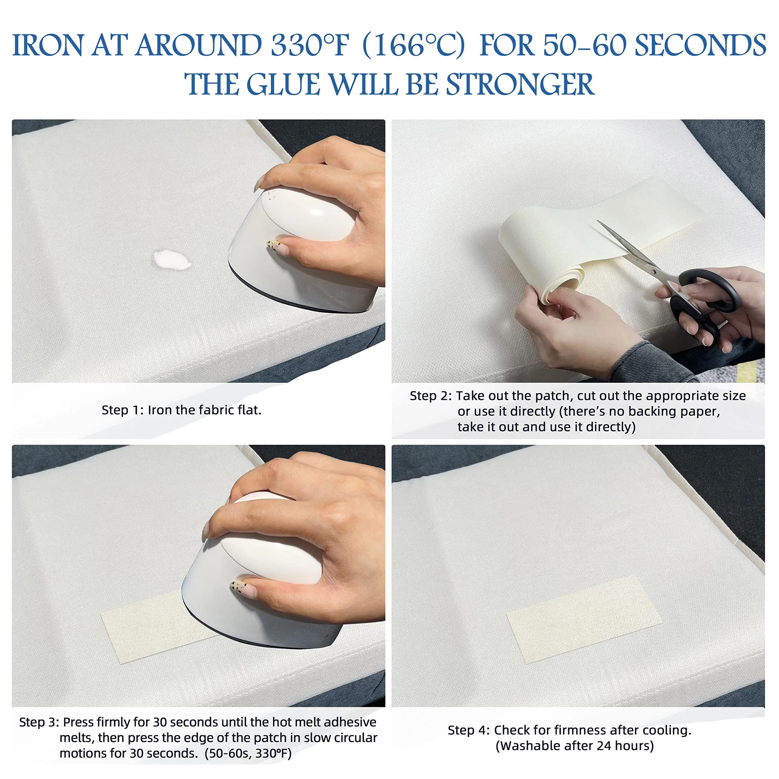 KING MOUNTAIN Canvas Iron-On Repair Patch 3"x60" (7.5x152cm) | Durable Cotton Fabric Mending Roll - view 5