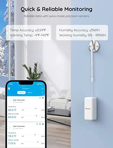 Govee Hygrometer Thermometer 6 Pack | Indoor & Outdoor Smart Gateway with App Alert thumbnail 4