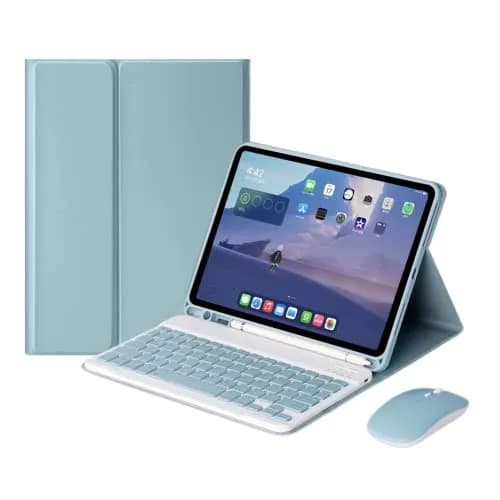 AnMengXinLing Blue Keyboard Case for iPad mini 5 (2019) with Mouse & Pencil Holder | Detachable Bluetooth Folio thumbnail 1