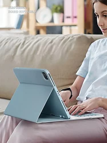 AnMengXinLing Blue Keyboard Case for iPad mini 5 (2019) with Mouse & Pencil Holder | Detachable Bluetooth Folio thumbnail 6