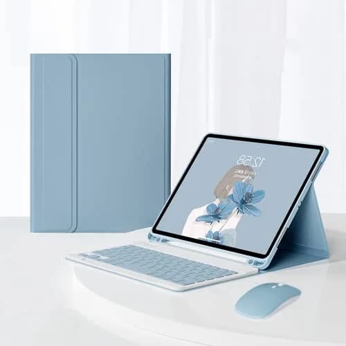 AnMengXinLing Blue Keyboard Case for iPad mini 5 (2019) with Mouse & Pencil Holder | Detachable Bluetooth Folio thumbnail 7