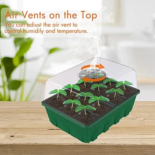 Gardzen 10 Pack Seed Starter Trays with Dome and Green Base 120 Cell | Grow Seedlings Indoors thumbnail 4