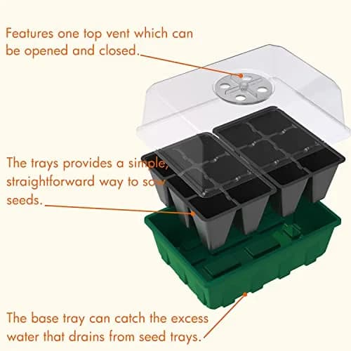 Gardzen 10 Pack Seed Starter Trays with Dome and Green Base 120 Cell | Grow Seedlings Indoors thumbnail 5