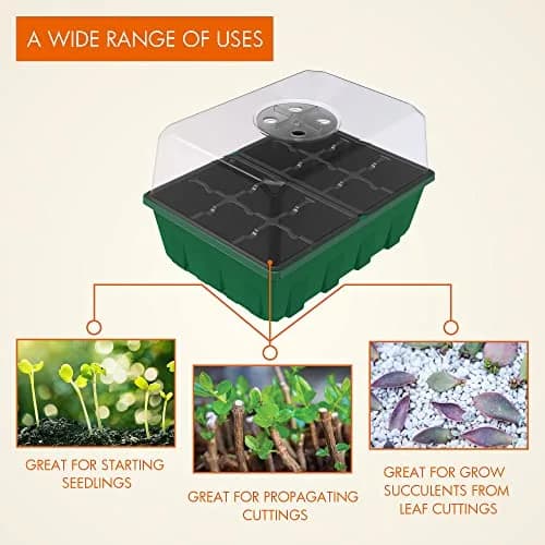 Gardzen 10 Pack Seed Starter Trays with Dome and Green Base 120 Cell | Grow Seedlings Indoors thumbnail 2