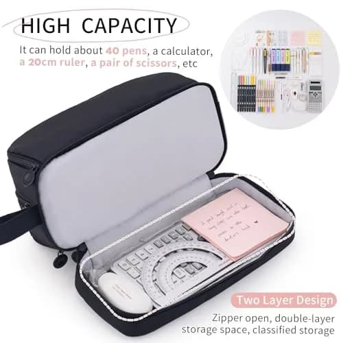 CICIMELON Large Capacity Pen Pencil Case with 4 Compartments | Multi-Slot School Organizer for Teens & Adults thumbnail 3