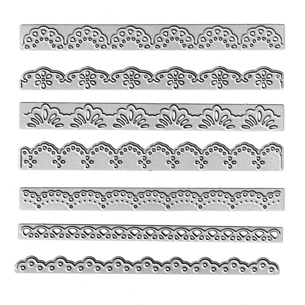 NVZBL Snowflake Lace Cutting Dies 2pcs | Winter Snow Border Embossing Stencils for Scrapbooking & DIY Crafts — 7pcs Flower Edge Border Lace