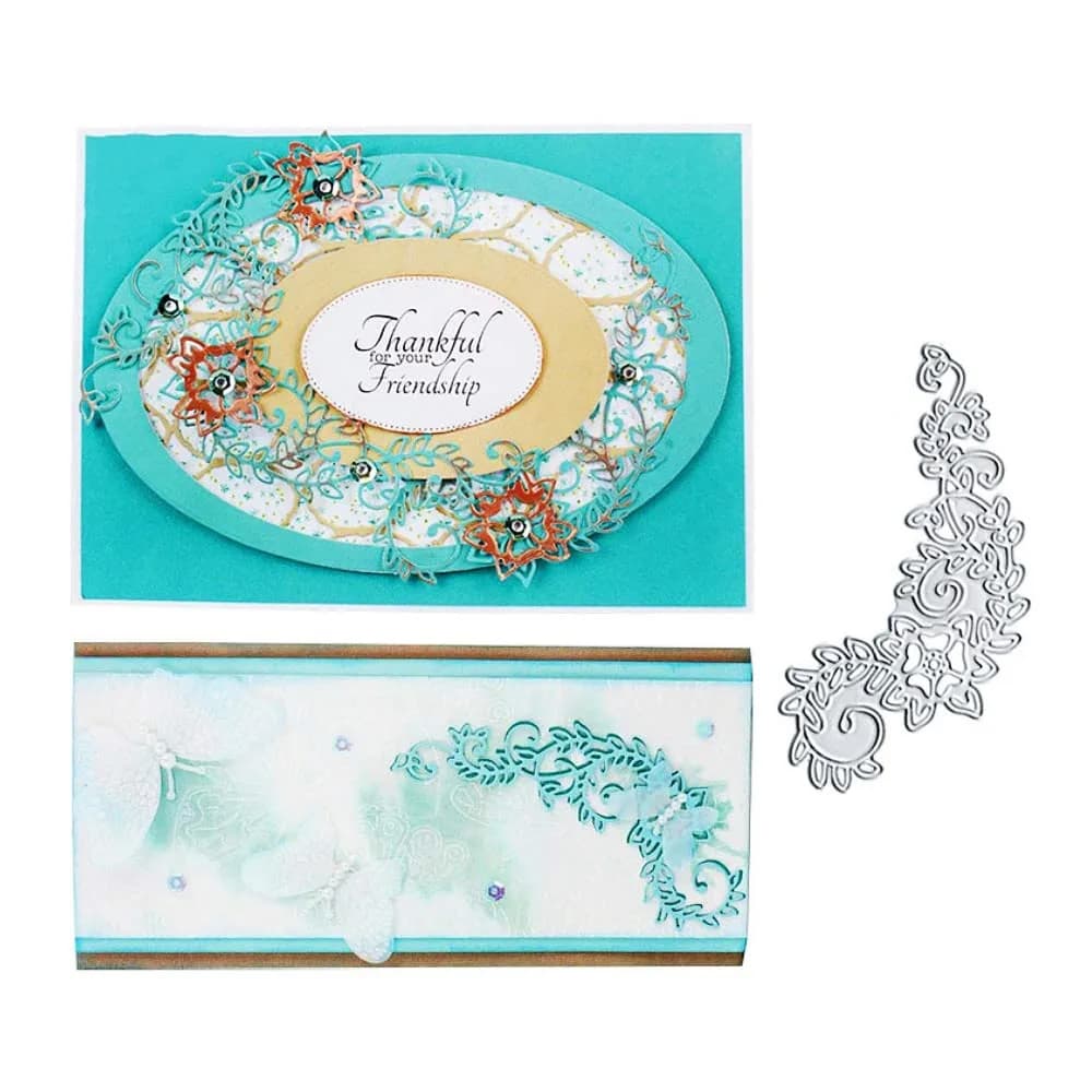 NVZBL Snowflake Lace Cutting Dies 2pcs | Winter Snow Border Embossing Stencils for Scrapbooking & DIY Crafts — Flower Leaves Corner Lace
