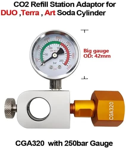 VaVoger Soda Co2 Refill Adapter with Pressure Gauge for Pink Co2 Cylinder | Compatible with DUO Terra Art Soda Co2 Tank thumbnail 5