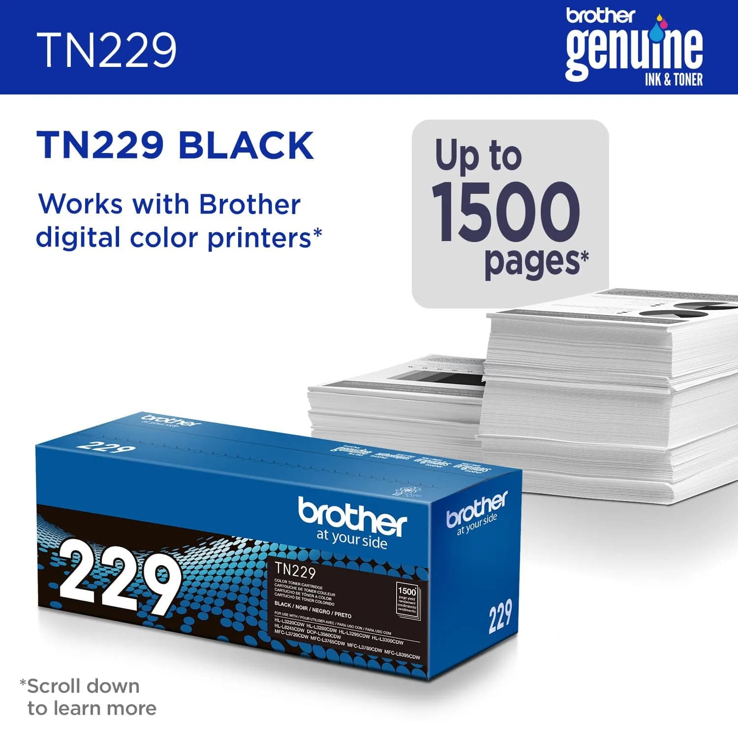 Brother TN229 Black Standard Yield Toner Cartridge | Pack of 1 | Genuine Brother Toner for Laser Printers - view 2