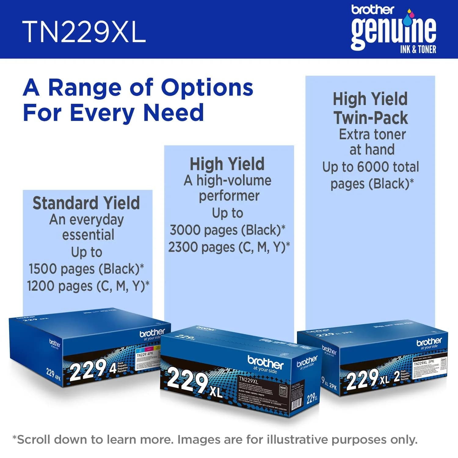 Brother Genuine TN229XLY Yellow High Yield Toner Cartridge | 2,300 Pages - view 5
