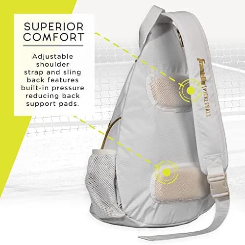 Franklin Sports Pickleball Sling Bag | Holds 6 Paddles, Weather-Resistant, Adjustable Strap, White/Gold thumbnail 4