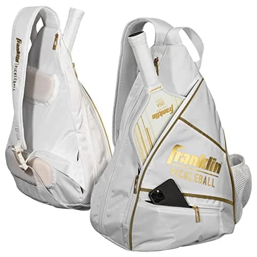 Franklin Sports Pickleball Sling Bag | Holds 6 Paddles, Weather-Resistant, Adjustable Strap, White/Gold thumbnail 7
