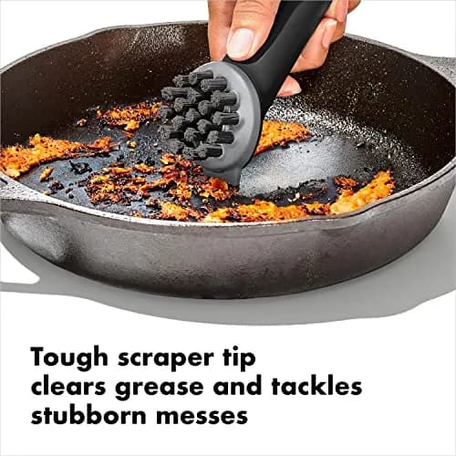 OXO Good Grips Cast Iron Scrub Brush | Gentle for Non-Stick & Heavy Duty for Cast Iron (1 EA) thumbnail 5