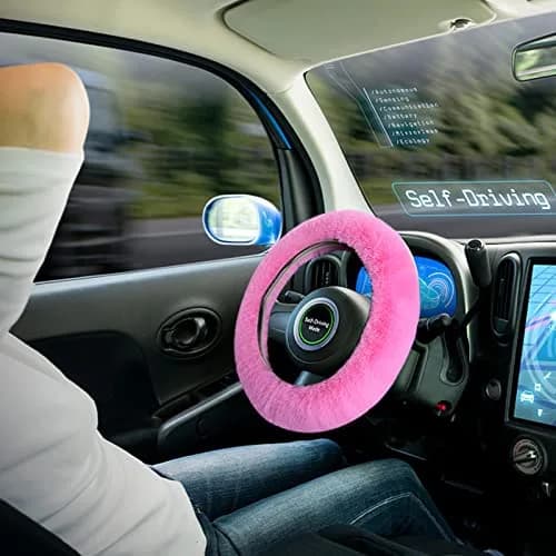 Wazzh Fluffy 15 inch Steering Wheel Cover Set | Girly Car Accessories for Women thumbnail 4