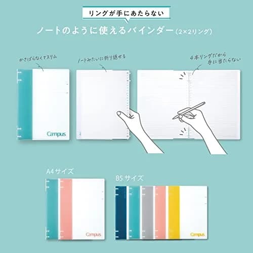 KOKUYO Campus Refillable Notebook B5 Pink | Slim Ring Binder with Customizable Title Page thumbnail 2