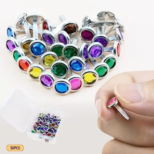 AJulyBee 50PCS Mini Brass Brads 0.3 x 0.5Inch | Small Reusable Metal Paper Fasteners for Crafts & Scrapbooking thumbnail 4