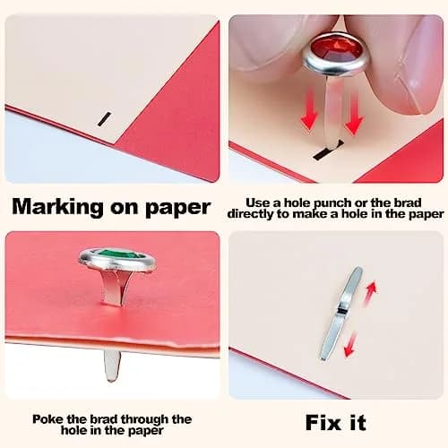 AJulyBee 50PCS Mini Brass Brads 0.3 x 0.5Inch | Small Reusable Metal Paper Fasteners for Crafts & Scrapbooking thumbnail 3