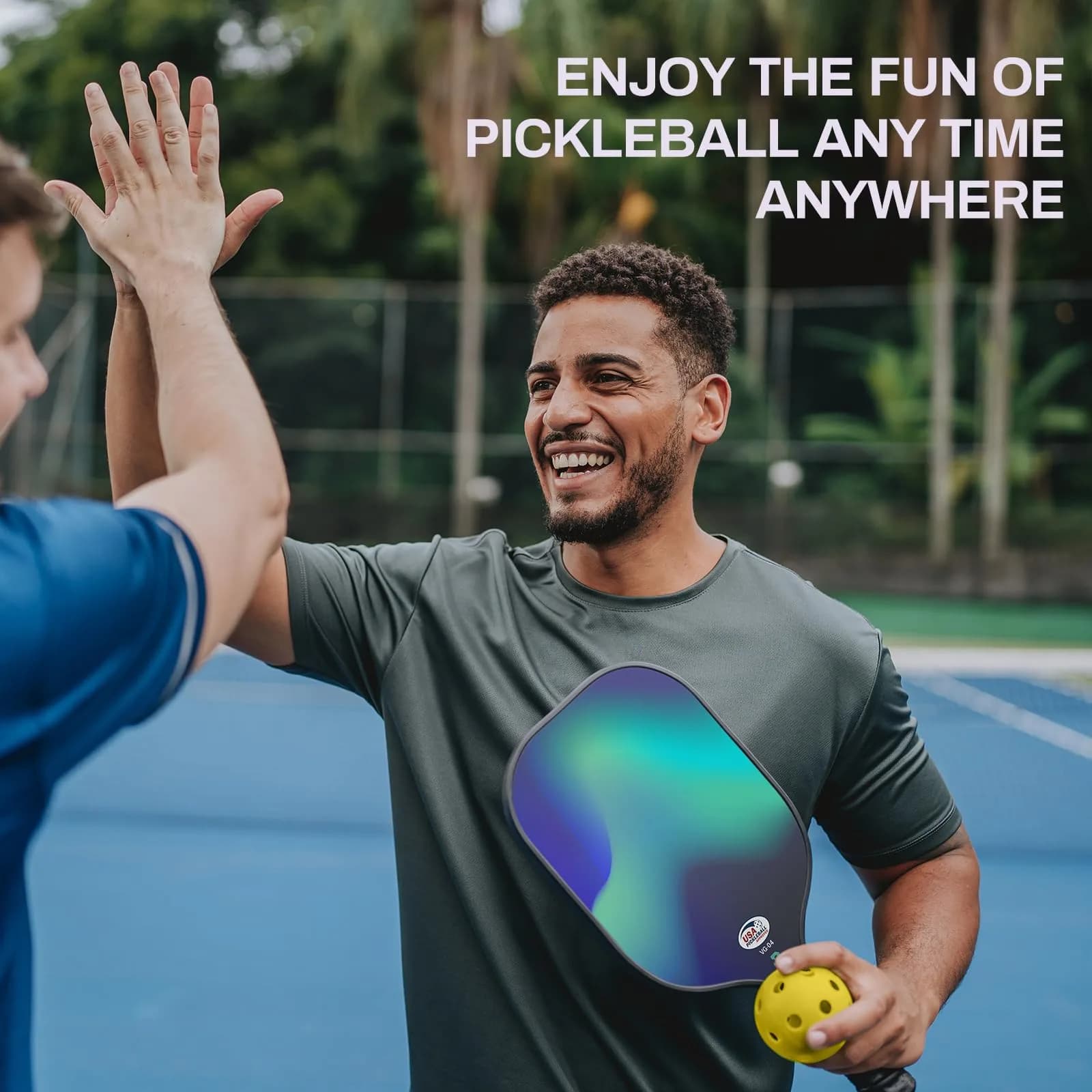 VINSGUIR Pickleball Paddle Set of 2, USAPA Approved Lightweight Fiberglass Rackets with Honeycomb Core, 4 Pickleballs & Carrying Bag, Aurora Blue (2 Rackets) - view 5