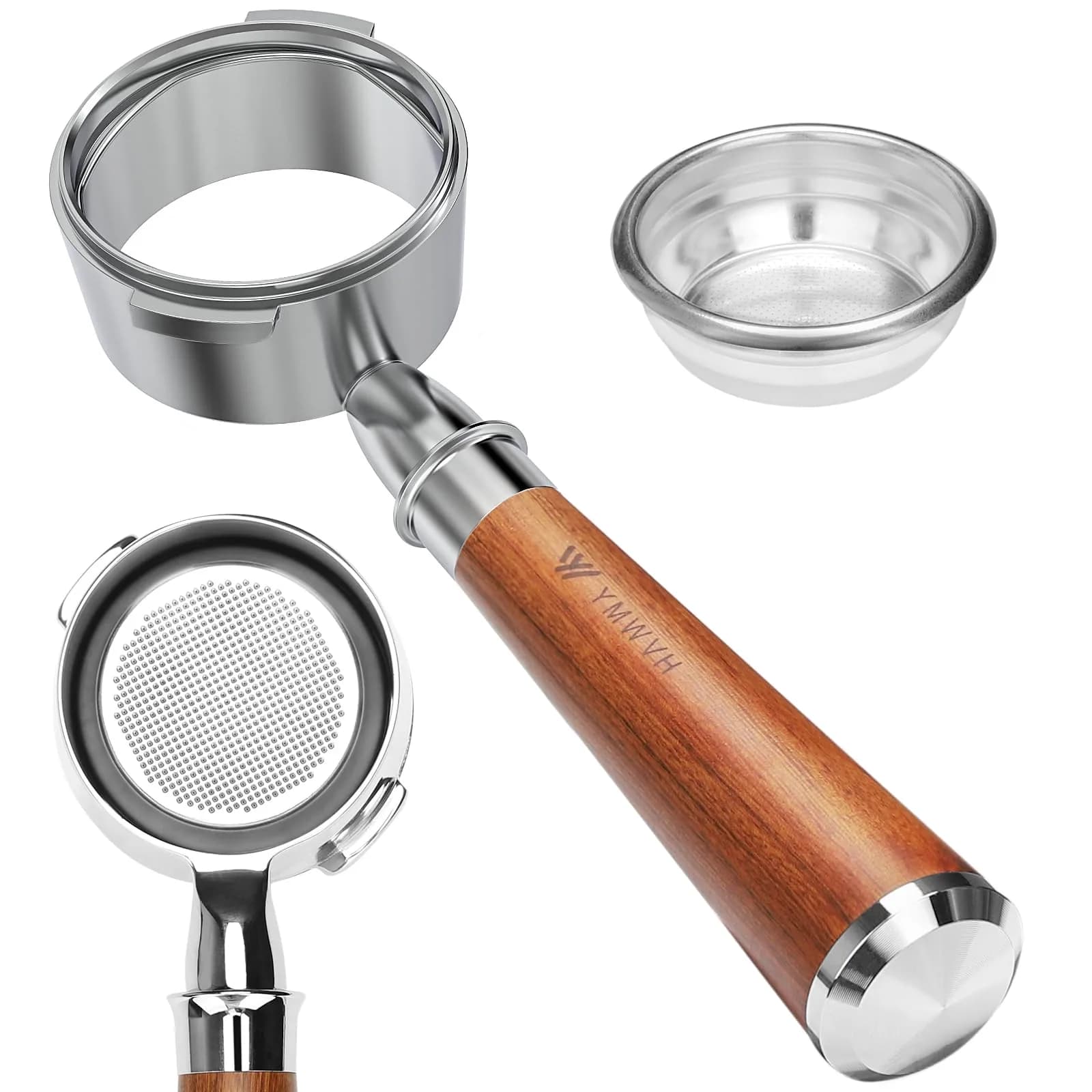 YMWVH 58mm Bottomless Portafilter for Breville Dual Boiler BES980XL/990BS/920XL | Precise Extraction — 58mm 2 Ears | For Gaggia