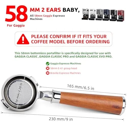 YMWVH 58mm Bottomless Portafilter 2 Ears for Gaggia Espresso Machines | Perfect Extraction & Durability thumbnail 3
