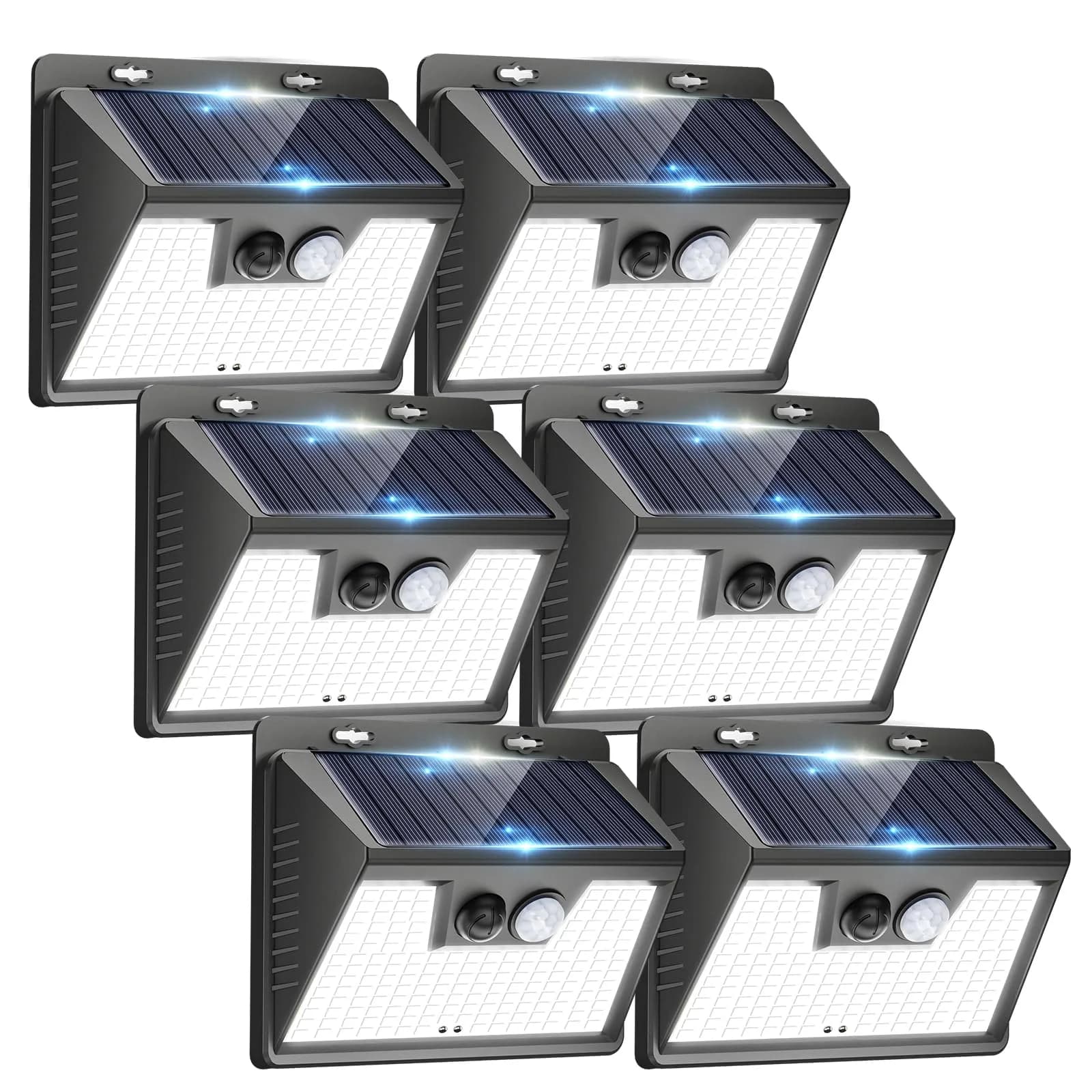 Peasur Solar Lights Outdoor Motion Sensor 6 Pack | Waterproof 140 LED Fence Wall Light