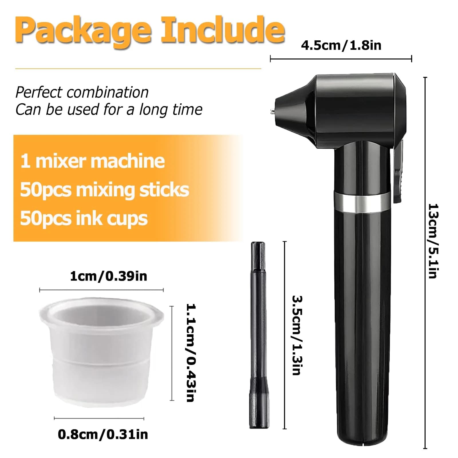 TONBAO Pigment Ink Mixer Kit with 50 Mixing Sticks and 50 Cups | Professional Cordless Agitator Tool Kit for Tattoo & Microblading - view 2