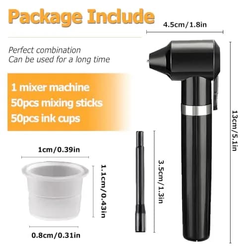 TONBAO Pigment Ink Mixer Kit with 50 Mixing Sticks and 50 Cups | Professional Cordless Agitator Tool Kit for Tattoo & Microblading thumbnail 2