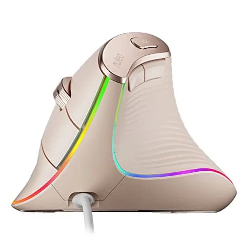 Nulea M504 Wired Vertical Ergonomic Mouse with 4-Level DPI & RGB Lighting | 1.8m Cable, Right Hand, Pink thumbnail 1