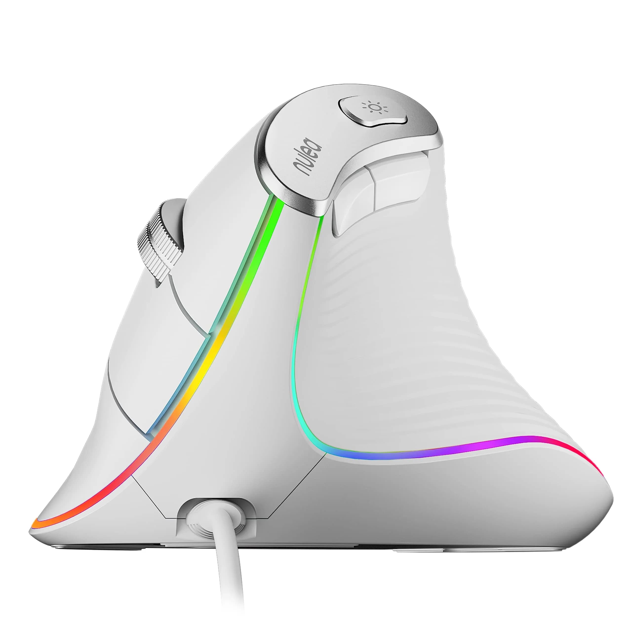 Nulea M504 Wired Vertical Ergonomic Mouse - Crisp White | Adjustable DPI & RGB Lighting - main product image