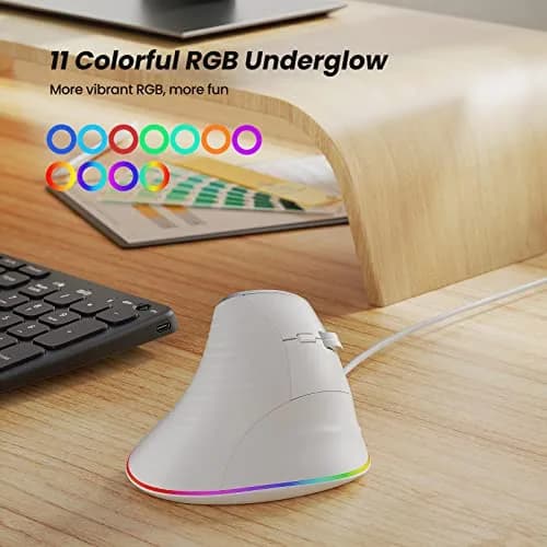 Nulea M504 Wired Vertical Ergonomic Mouse with 4-Level DPI & 11 RGB Modes | 191g (0.42 lb) thumbnail 7