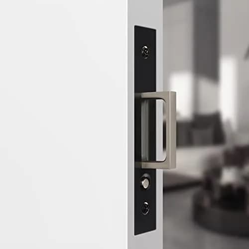 Dontay 5.5" Pocket Door Edge Pull, Push Automatic Bounce Switch, Hidden Handle, Satin Nickel, Large Grip (1, Black) thumbnail 1