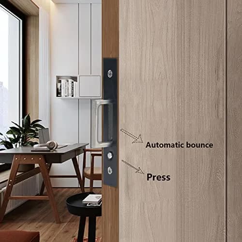 Dontay 5.5" Pocket Door Edge Pull, Push Automatic Bounce Switch, Hidden Handle, Satin Nickel, Large Grip (1, Black) thumbnail 4