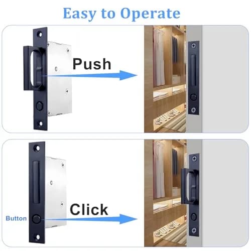 Dontay 5.5" Pocket Door Edge Pull, Push Automatic Bounce Switch, Hidden Handle, Satin Nickel, Large Grip (1, Black) thumbnail 2