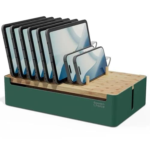 Prosumer's Choice Bamboo Charging Station Organizer 35.7 cm (14.06 in) | Conceals Power Strips for Multiple Devices thumbnail 1