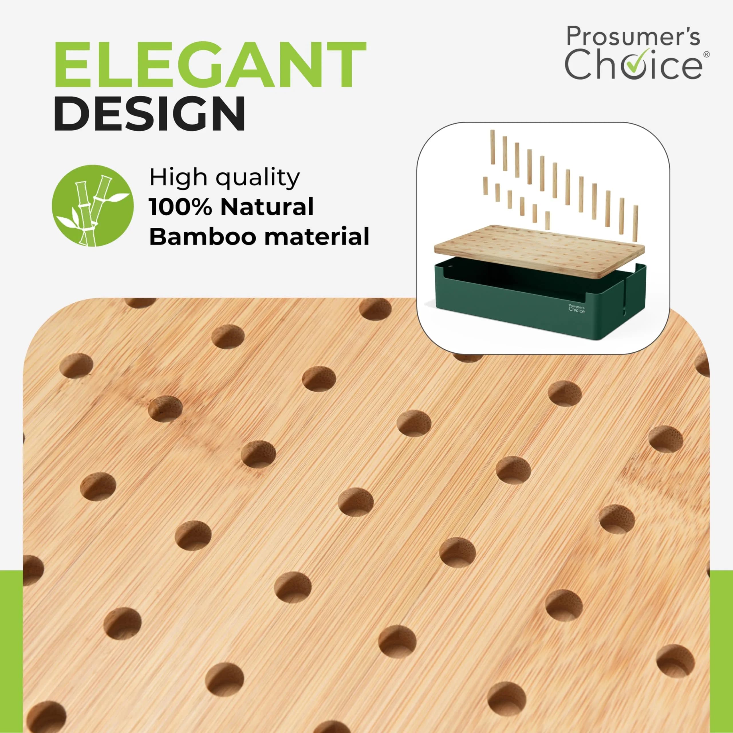 Prosumer's Choice Bamboo Charging Station Organizer 35.7 cm (14.06 in) | Conceals Power Strips for Multiple Devices - view 4