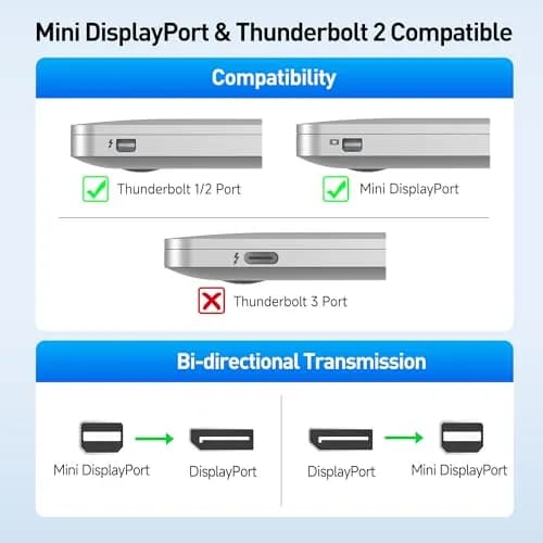 Cable Matters 2-Pack 8K Mini DisplayPort to DisplayPort 1.4 Adapter | 8K@60Hz, 4K@120Hz, Thunderbolt 2 Compatible thumbnail 6