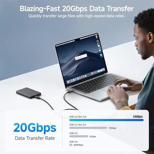 Cable Matters 3ft (0.9m) USB C to USB C Cable | 20Gbps Data, 240W PD Charging, 8K Video - view 2