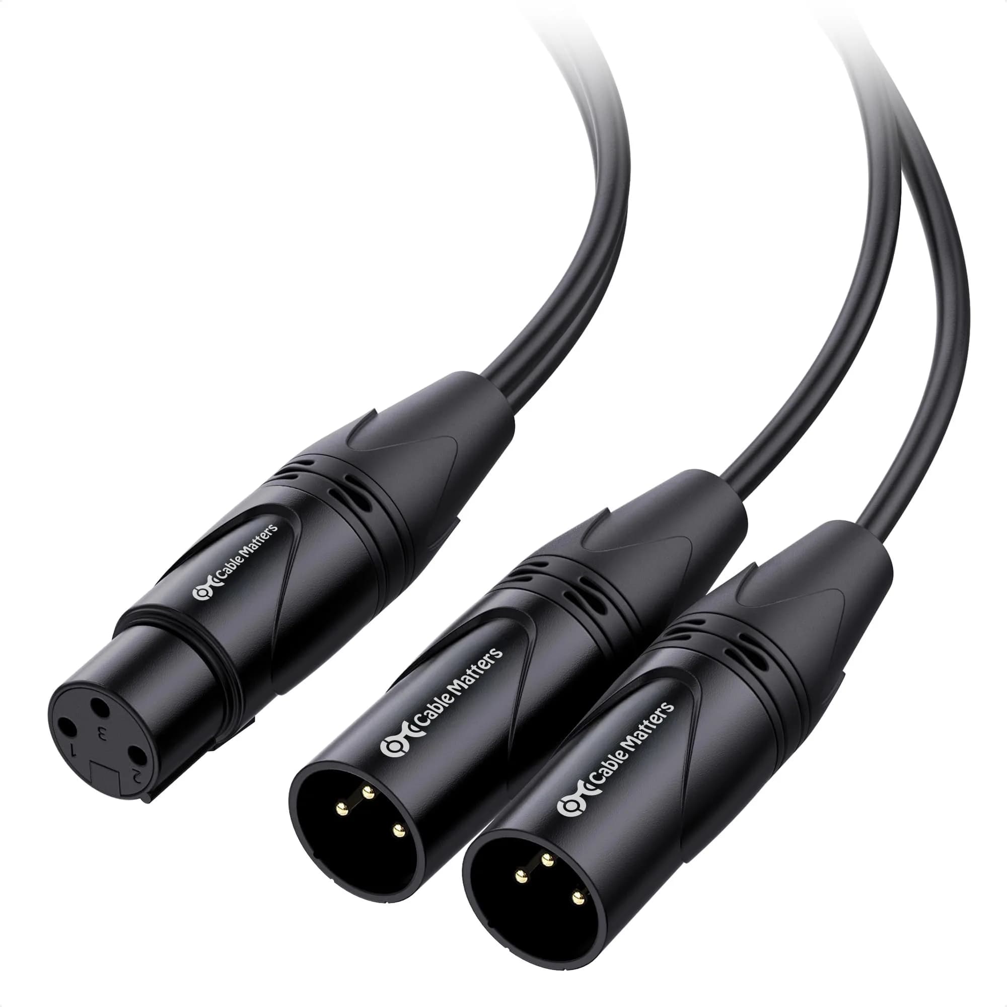 Cable Matters XLR Y Cable Female to 2X Male Splitter 6ft | Balanced Audio Splitter, Oxygen-Free Copper, Braided Jacket — 1.5 Feet