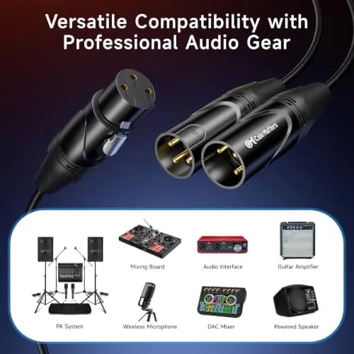 Cable Matters 2-Pack XLR Splitter Cable, Female to 2X Male, 0.46m (1.5ft) | Noise-Free Balanced Audio thumbnail 3