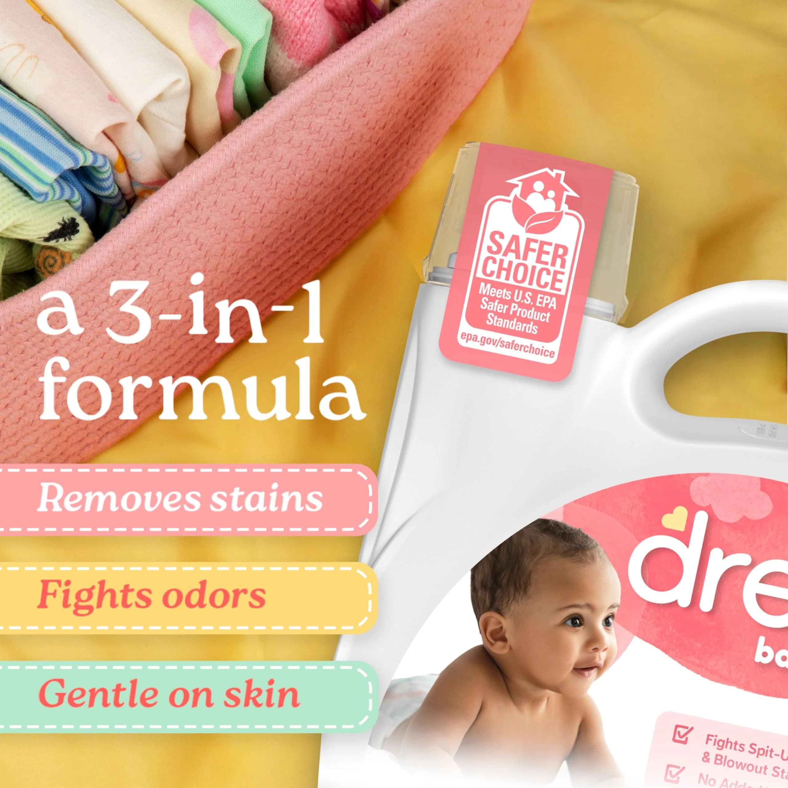 Dreft Baby Liquid Laundry Detergent 4435ml (150 fl oz) | USA Import for Sensitive Skin - view 3