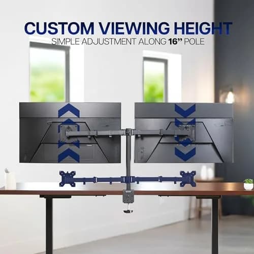 VIVO Dual Monitor Desk Mount STAND-V032 | Heavy Duty Adjustable Stand for 2 LCD LED Screens up to 32 inches, 22 lbs Each, Black thumbnail 5