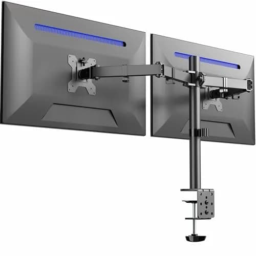 VIVO Dual Monitor Desk Mount STAND-V032 | Heavy Duty Adjustable Stand for 2 LCD LED Screens up to 32 inches, 22 lbs Each, Black thumbnail 1