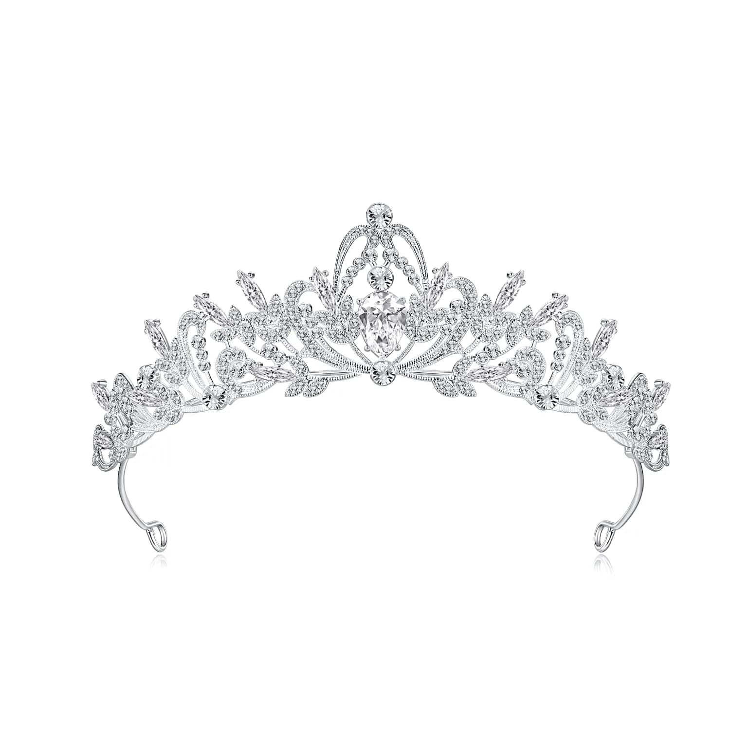 Lovelyshop Clear Crystal Swan Tiara for Women | 18.3cm x 13.5cm (7.2 x 5.3 inches) - main product image