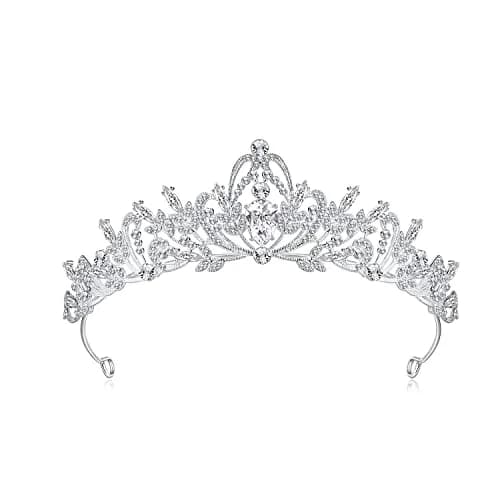 Lovelyshop Clear Crystal Swan Tiara for Women | 18.3cm x 13.5cm (7.2 x 5.3 inches) thumbnail 1