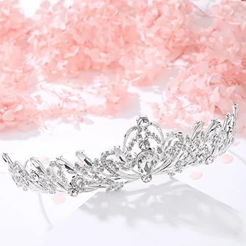 Lovelyshop Clear Crystal Swan Tiara for Women | 18.3cm x 13.5cm (7.2 x 5.3 inches) thumbnail 9