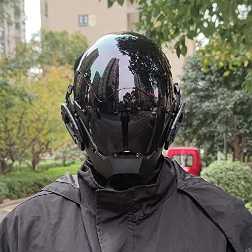 KYEDAY Punk Cosplay Mask for Men | Black Polycarbonate Cyberpunk Halloween Mask thumbnail 5