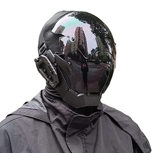 KYEDAY Punk Cosplay Mask for Men | Black Polycarbonate Cyberpunk Halloween Mask thumbnail 1