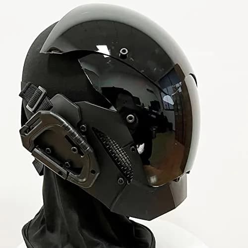 KYEDAY Punk Cosplay Mask for Men | Black Polycarbonate Cyberpunk Halloween Mask thumbnail 7