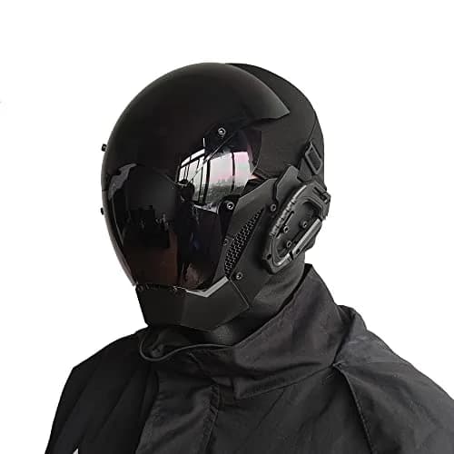 KYEDAY Punk Cosplay Mask for Men | Black Polycarbonate Cyberpunk Halloween Mask thumbnail 2